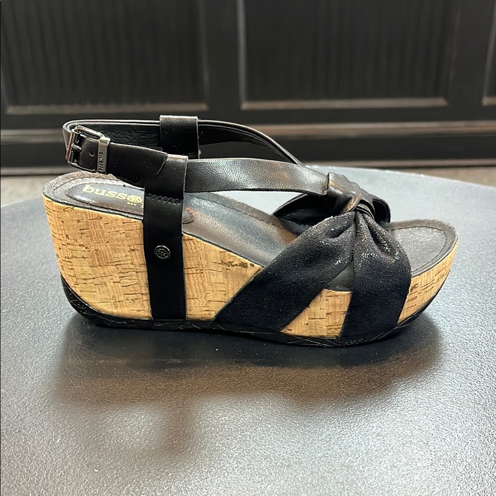 Bussola Black Wedge Sandals